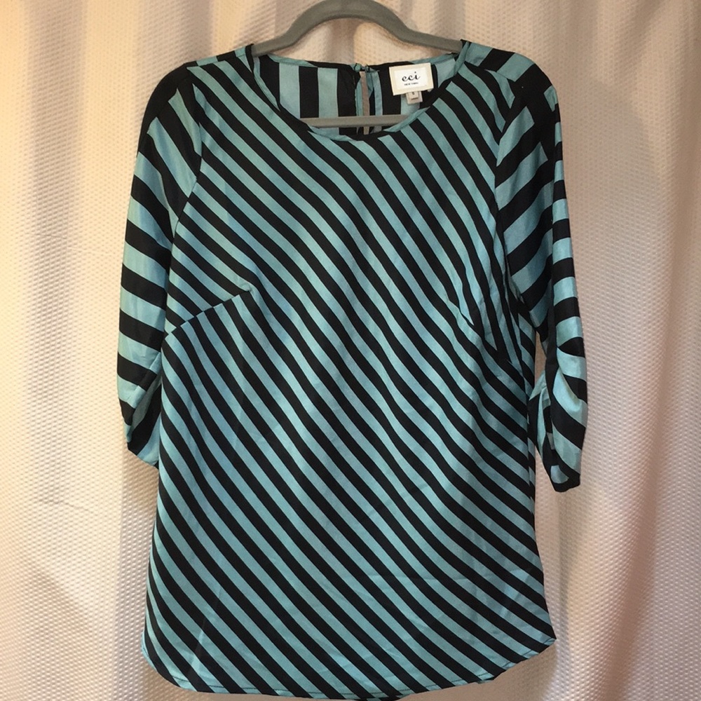 2/$30    ECI New York sage and black striped top